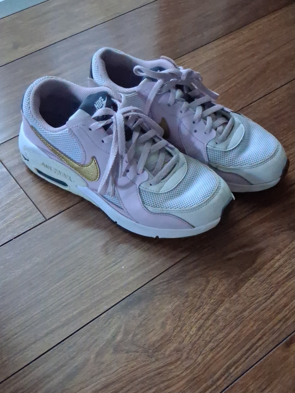 Nike Air Max Kids Light Pink Sneakers with Gold Swoosh
